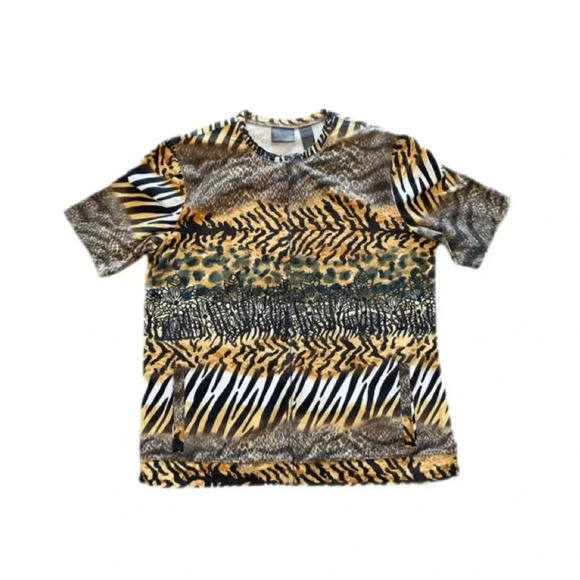 Additions by Chicos Animal Print Short Sleeve Full Zip Jacket Women’s Size 1 M/8 - Picture 3 of 9